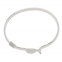 Sterling Silver Polished Shell Hook Closure Bangle view 2