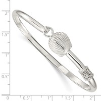 Sterling Silver Polished Shell Hook Closure Bangle view 3