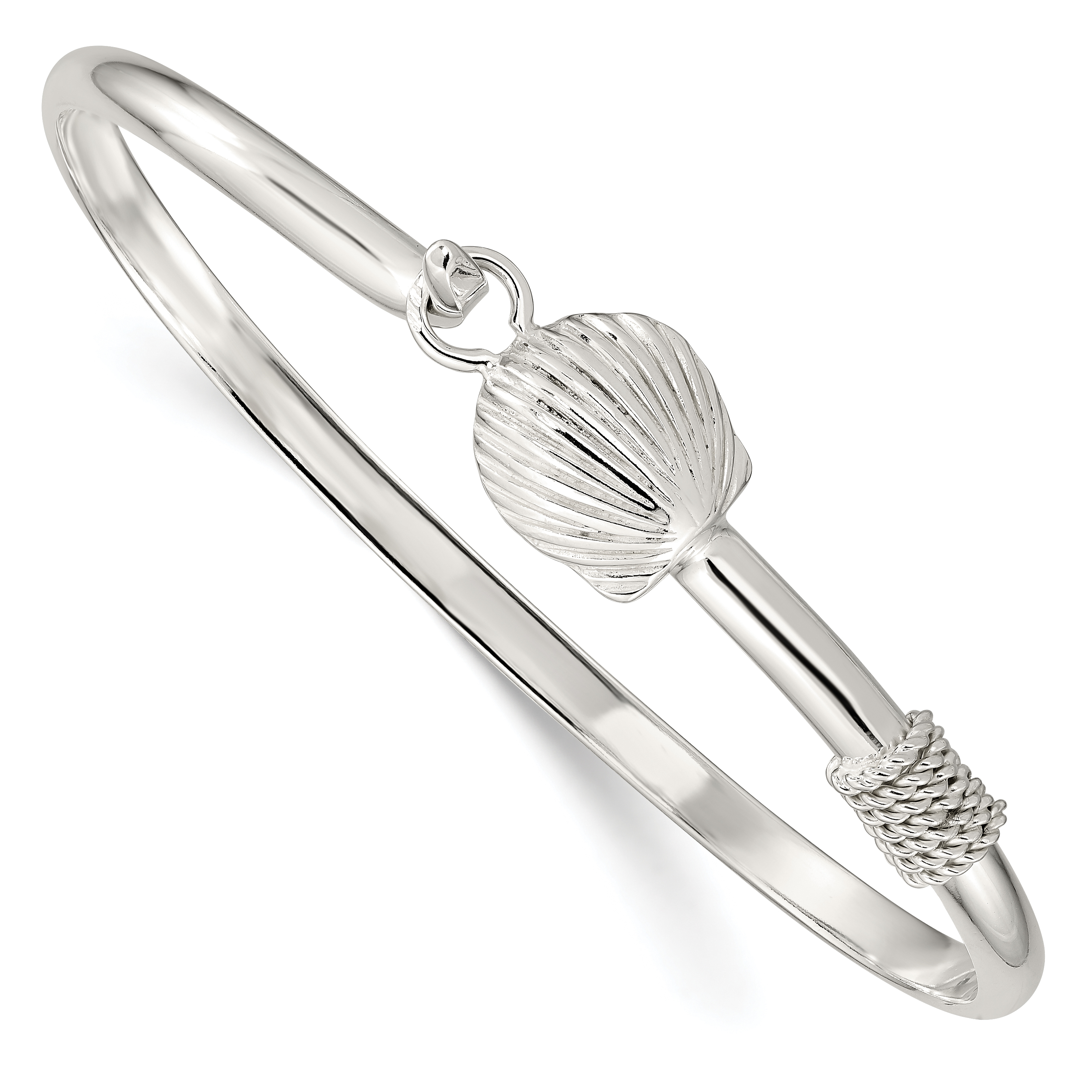 Sterling Silver Polished Shell Bangle (QB909)