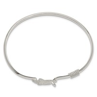 Sterling Silver Polished and Textured Starfish Hook Closure Bangle view 2