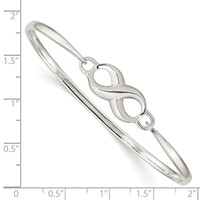 Sterling Silver Polished Infinity Hook Closure Bangle view 3