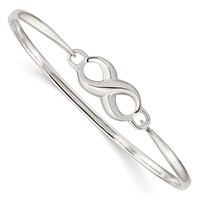 Sterling Silver Polished Infinity Hook Closure Bangle view 1