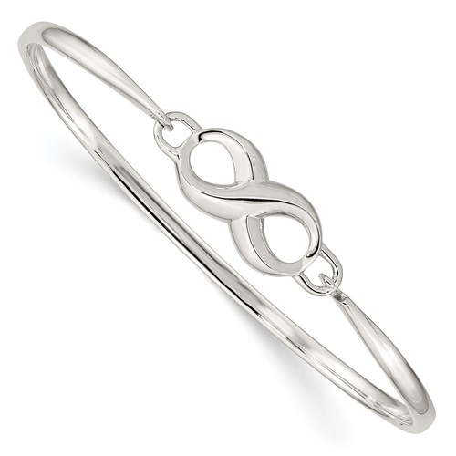 Sterling Silver Polished Infinity Hook Closure Bangle