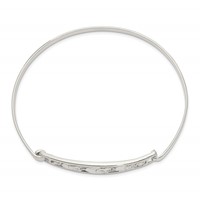 Sterling Silver Polished Elephant Hinged Hook Closure Bangle view 2