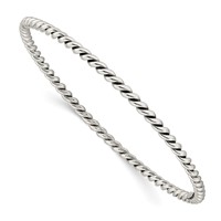 Sterling Silver Antiqued 3mm Twisted Slip-on Bangle view 1