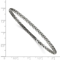 Sterling Silver Antiqued Braided 3mm Slip-on Bangle view 3