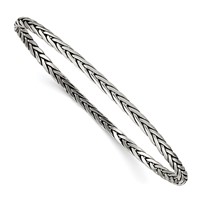 Sterling Silver Antiqued Braided 3mm Slip-on Bangle view 1