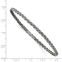 Sterling Silver Antiqued Braided 3.5mm Slip-on Bangle view 3