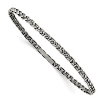 Sterling Silver Antiqued Braided 3.5mm Slip-on Bangle view 1