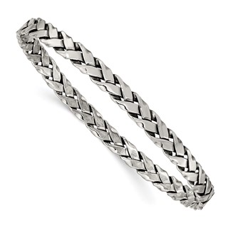 Sterling Silver Antiqued 5.25mm Slip-on Bangle