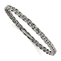 Sterling Silver Antiqued Braided 5.25mm Slip-on Bangle view 1