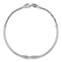 Sterling Silver Rhodium-plated Double Infinity Symbol Half-Bangle Bracelet view 2