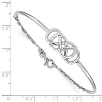 Sterling Silver Rhodium-plated Double Infinity Symbol Half-Bangle Bracelet view 3