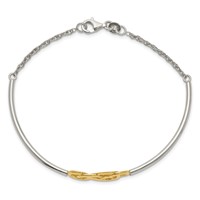 Sterling Silver Flash Gold-plated Double Infinity Symbol Half-Bangle Bracelet view 2