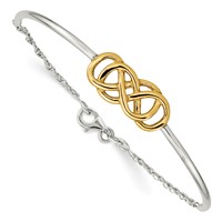 Sterling Silver Flash Gold-plated Double Infinity Symbol Half-Bangle Bracelet view 1