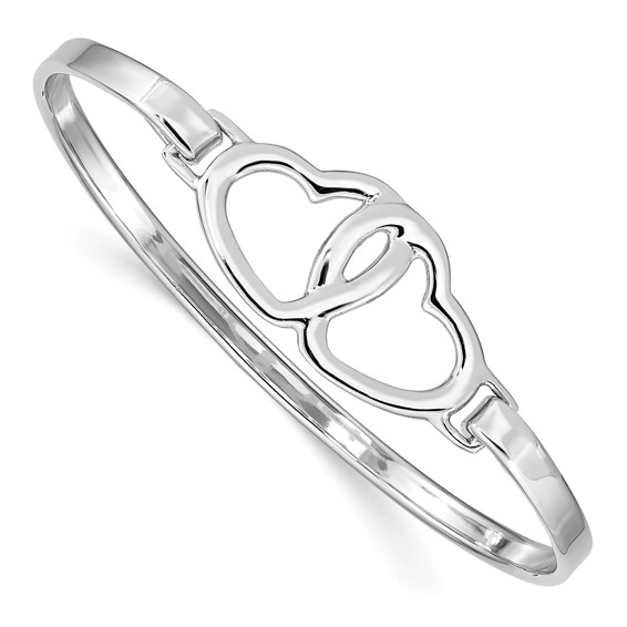 Sterling Silver Rhodium-plated Heart Bangle