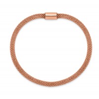 Sterling Silver Rose-tone Fancy 4.2mm Mesh Chain Magnetic Clasp Bracelet view 2