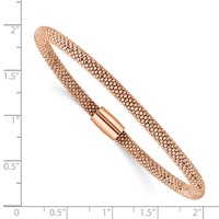 Sterling Silver Rose-tone Fancy 4.2mm Mesh Chain Magnetic Clasp Bracelet view 3