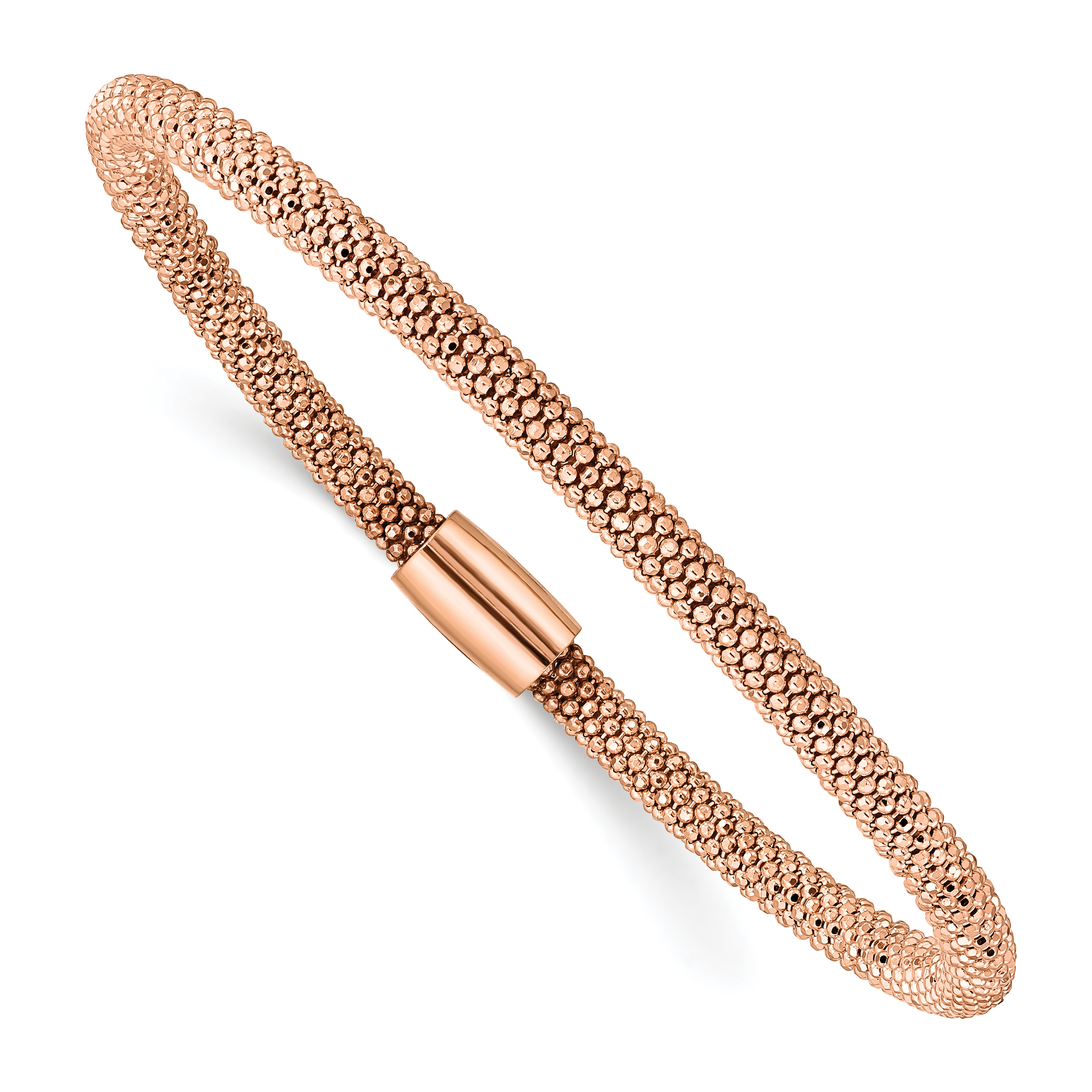 Brazalete de plata con cierre magnético de cadena de lujo tono rosa QB948