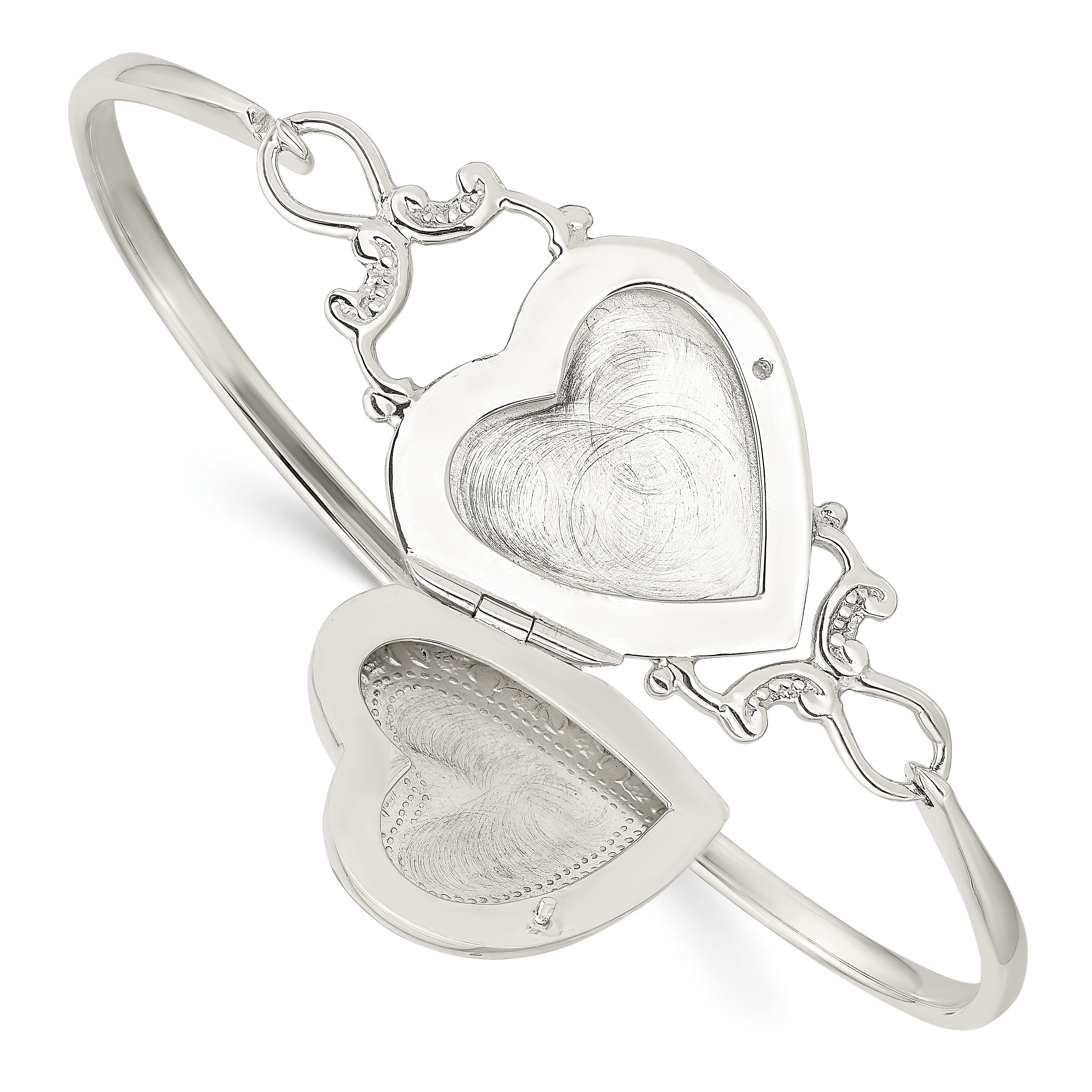 Sterling Silver 22mm Heart Locket Flexible Bangle Bracelet (QB988)