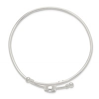 Sterling Silver Polished Bezel CZ Bypass Slip-on Bangle view 2