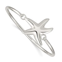 Sterling Silver Bangle with Interchangeable Nautical Ships Wheel Starfish Anchor Charms 3.00mm Hook Closure view 2