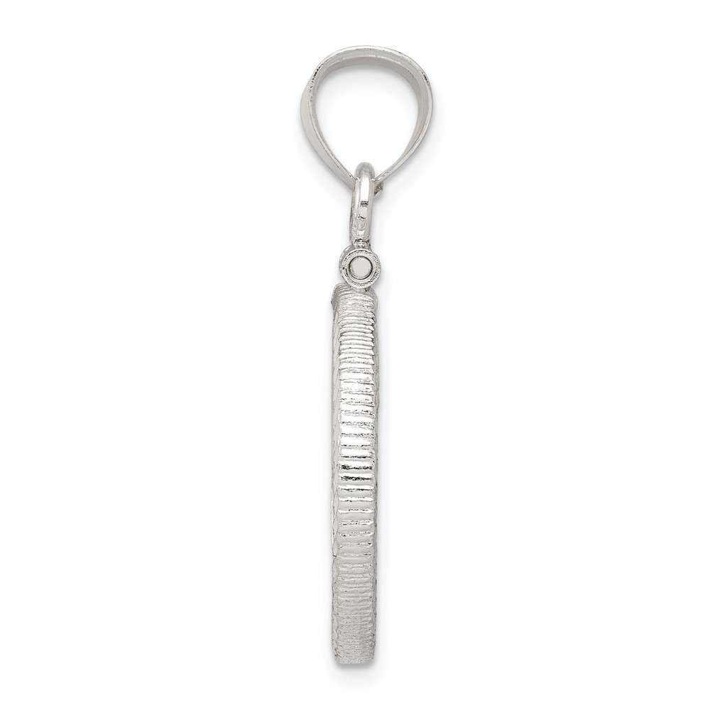 Wideband Distinguished Coin Jewelry Sterling Silver Polished and Diamond-cut 19.1 x 1.5mm $0.01 Screw Top Coin Bezel Pendant (QBC1)
