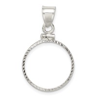 Wideband Distinguished Coin Jewelry Sterling Silver Polished and Diamond-cut 19.1 X 1.5mm $0.01 Screw Top Coin Bezel Pendant view 3