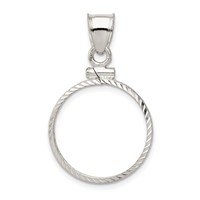 Wideband Distinguished Coin Jewelry Sterling Silver Polished and Diamond-cut 19.1 X 1.5mm $0.01 Screw Top Coin Bezel Pendant view 1