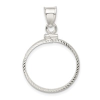 Wideband Distinguished Coin Jewelry Sterling Silver Polished and Diamond-cut 21.1 X 2.0mm $0.05 Screw Top Coin Bezel Pendant view 3