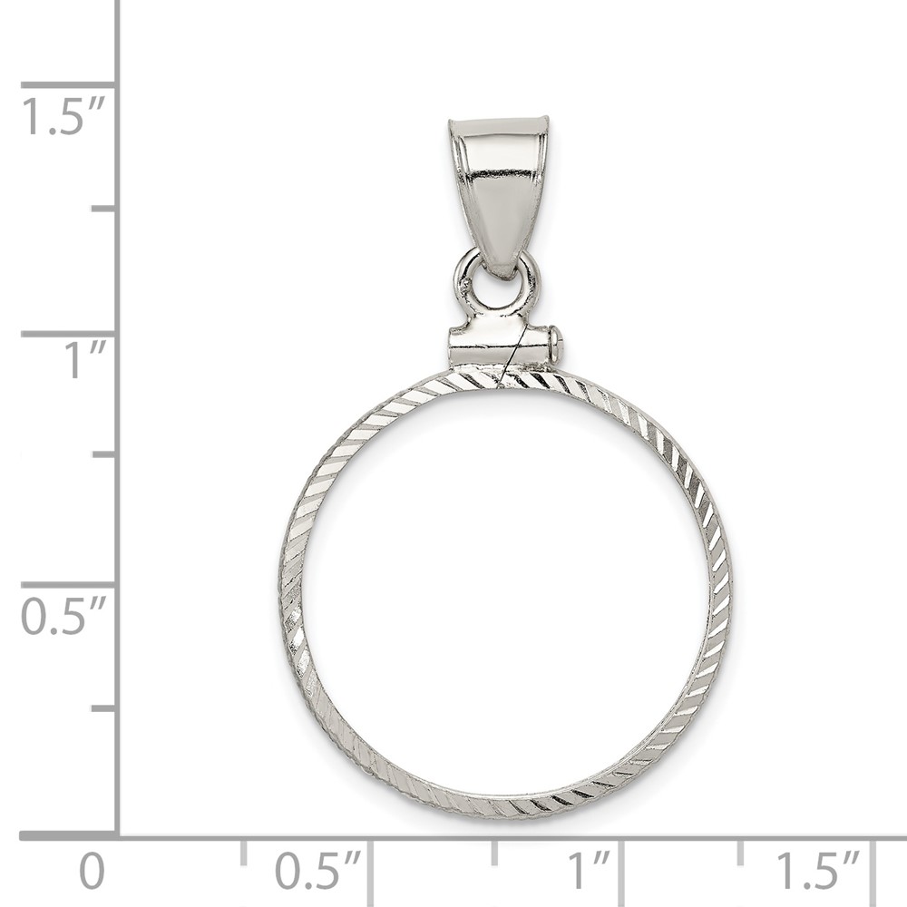 Wideband Distinguished Coin Jewelry Sterling Silver Polished and Diamond-cut 21.1 x 2.0mm $0.05 Screw Top Coin Bezel Pendant (QBC2)