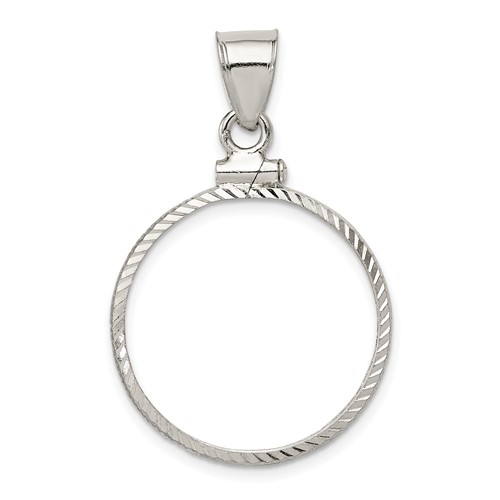 Wideband Distinguished Coin Jewelry Sterling Silver Polished and Diamond-cut 21.1 X 2.0mm $0.05 Screw Top Coin Bezel Pendant