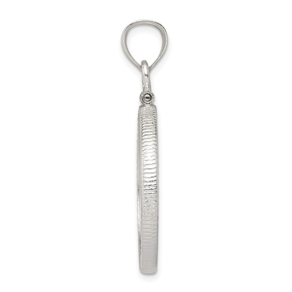 Wideband Distinguished Coin Jewelry Sterling Silver Polished and Diamond-cut 24.1 x 1.7mm $0.25 Screw Top Coin Bezel Pendant (QBC4)