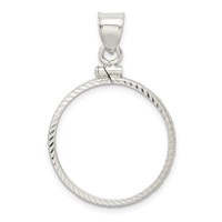 Wideband Distinguished Coin Jewelry Sterling Silver Polished and Diamond-cut 24.1 X 1.7mm $0.25 Screw Top Coin Bezel Pendant view 3