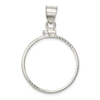 Wideband Distinguished Coin Jewelry Sterling Silver Polished and Diamond-cut 24.1 X 1.7mm $0.25 Screw Top Coin Bezel Pendant view 1