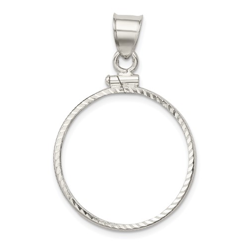 Wideband Distinguished Coin Jewelry Sterling Silver Polished and Diamond-cut 24.1 X 1.7mm $0.25 Screw Top Coin Bezel Pendant