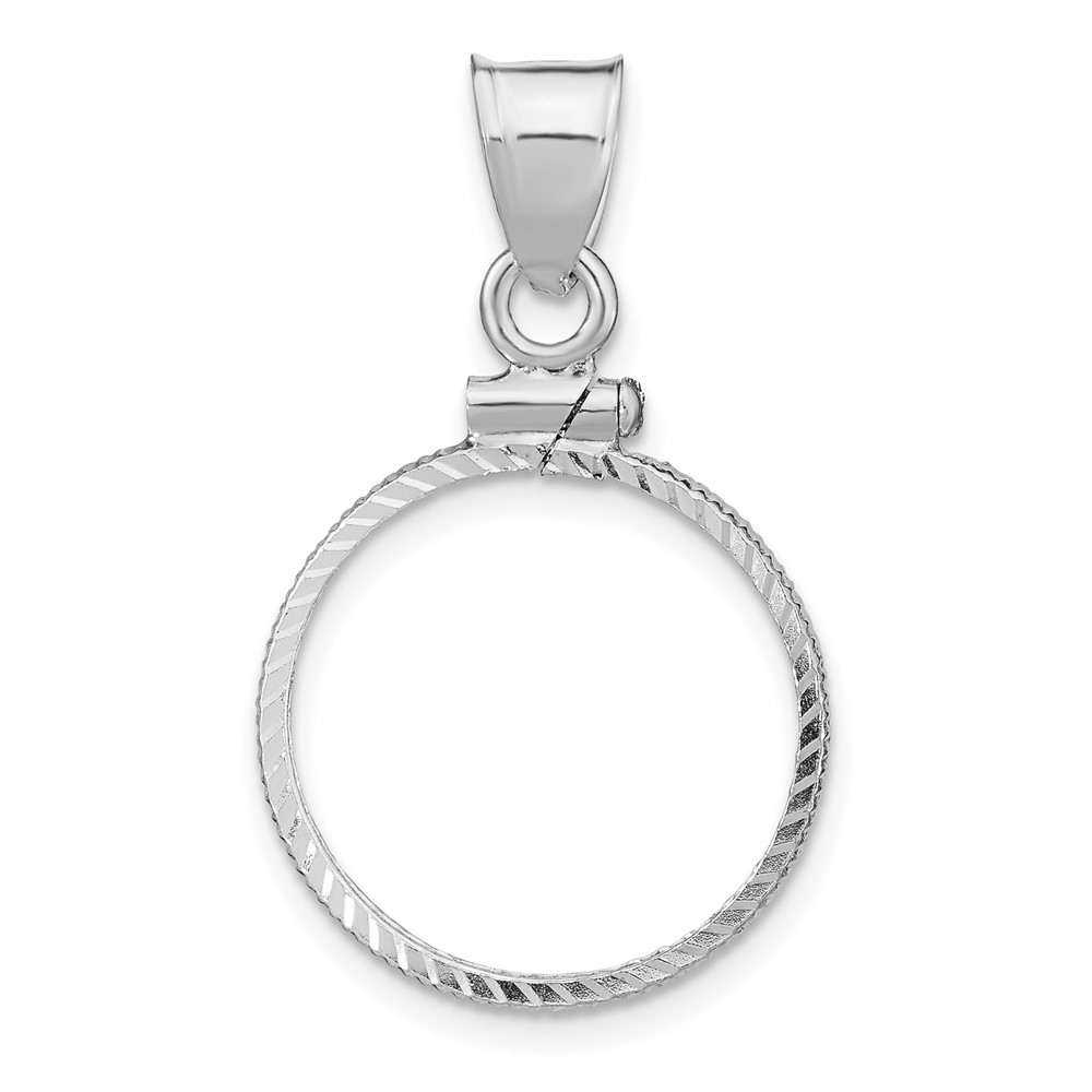 Wideband Distinguished Coin Jewelry Sterling Silver Polished and Diamond-cut 18 x 1.2mm $0.10 Screw Top Coin Bezel Pendant (QBC7)