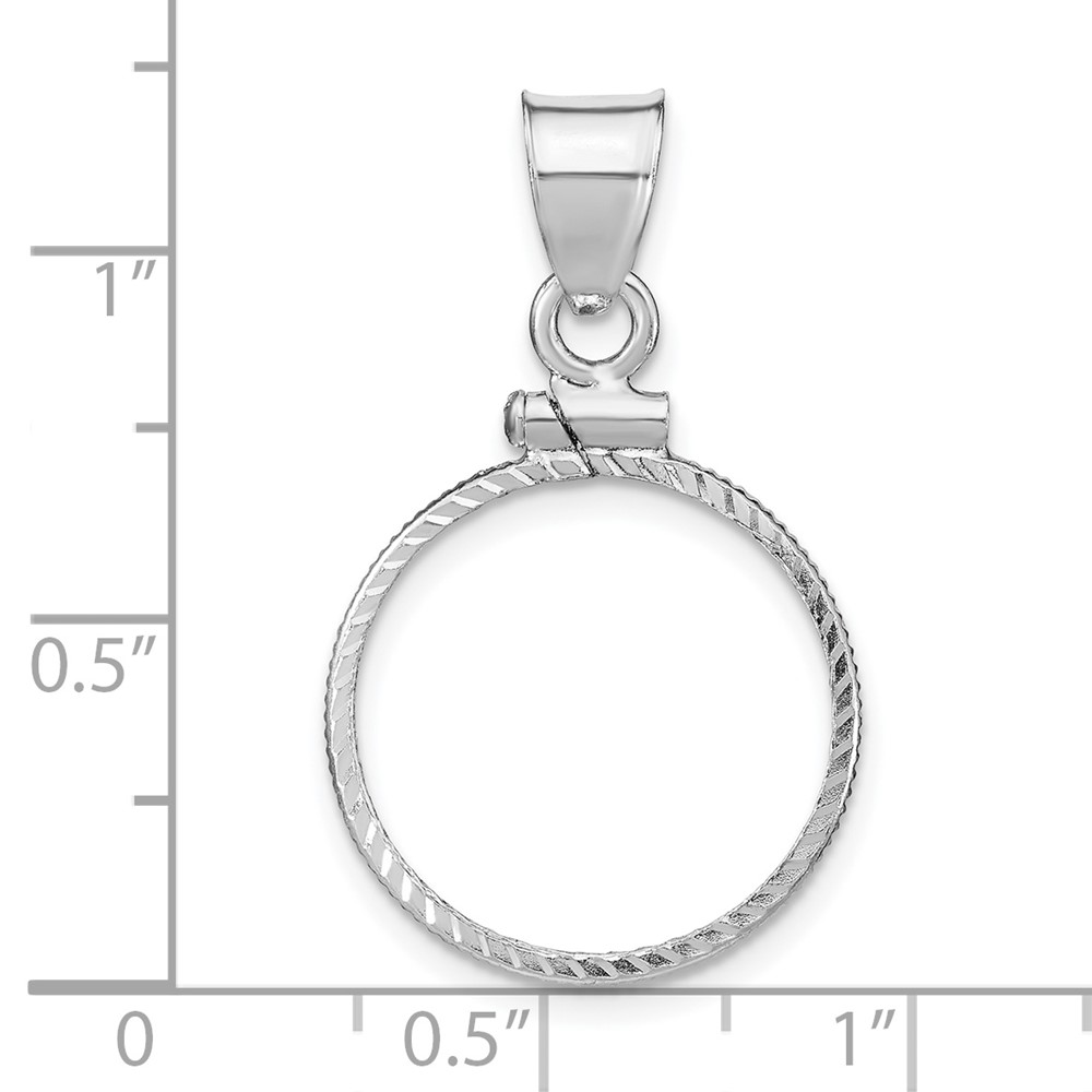 Wideband Distinguished Coin Jewelry Sterling Silver Polished and Diamond-cut 18 x 1.2mm $0.10 Screw Top Coin Bezel Pendant (QBC7)
