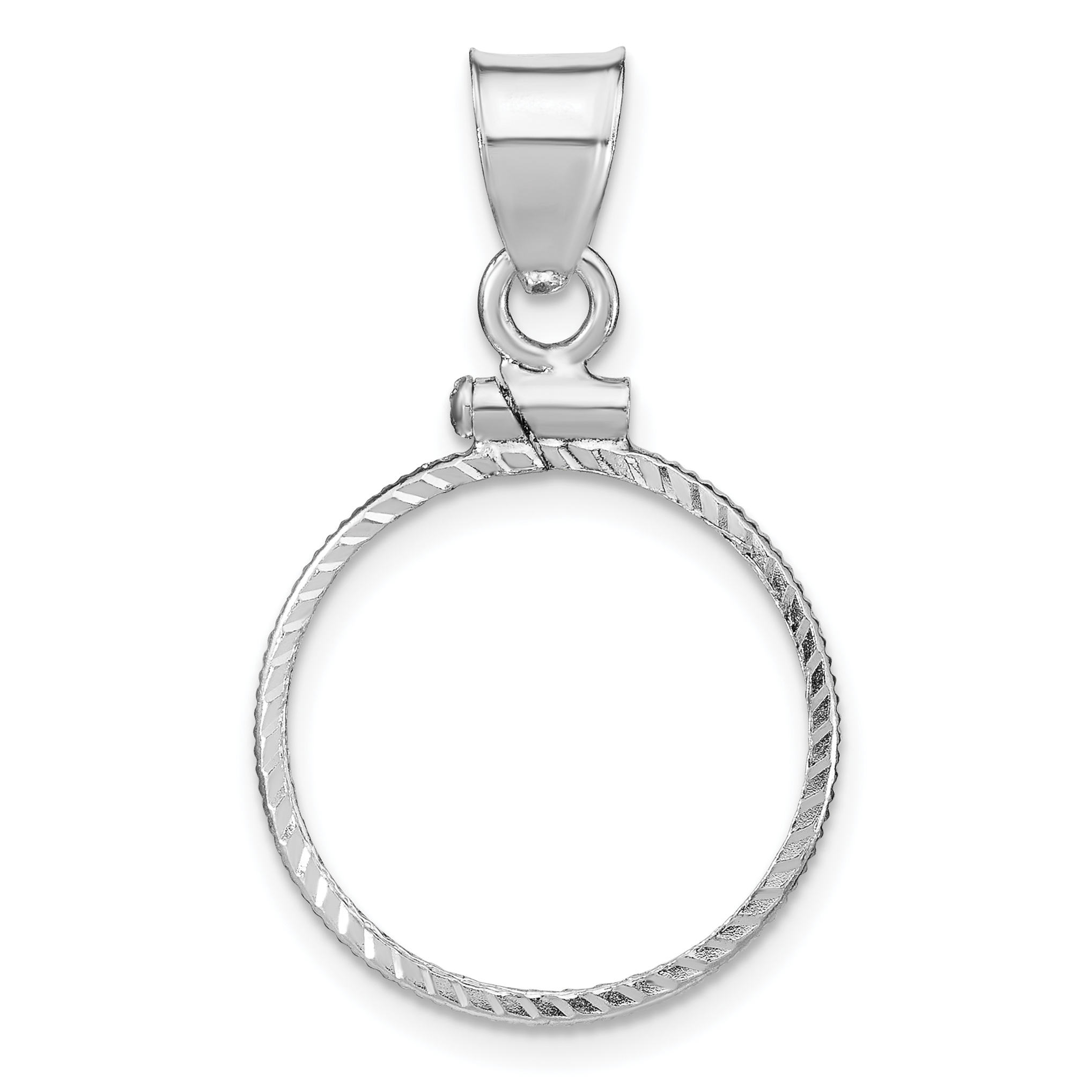 Wideband Distinguished Coin Jewelry Sterling Silver Polished and Diamond-cut 18 x 1.2mm $0.10 Screw Top Coin Bezel Pendant (QBC7)