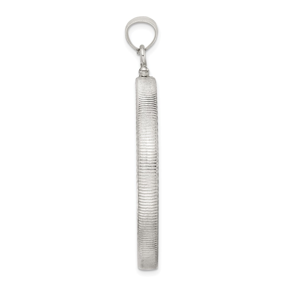 Wideband Distinguished Coin Jewelry Sterling Silver Polished and Diamond-cut 39.4 x 3.1mm 1 oz. Screw Top Coin Bezel Pendant (QBC9)
