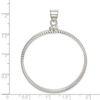 Wideband Distinguished Coin Jewelry Sterling Silver Polished and Diamond-cut 39.4 X 3.1mm 1 Oz. Screw Top Coin Bezel Pendant view 3