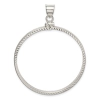 Wideband Distinguished Coin Jewelry Sterling Silver Polished and Diamond-cut 39.4 X 3.1mm 1 Oz. Screw Top Coin Bezel Pendant view 1