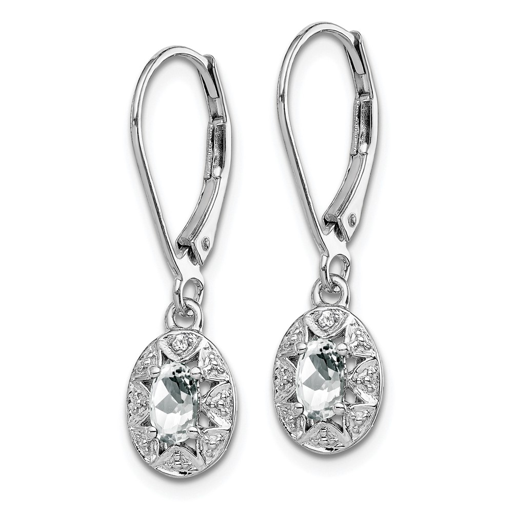Sterling Silver Rhodium-plated Diam. & White Topaz Earrings (QBE10APR)