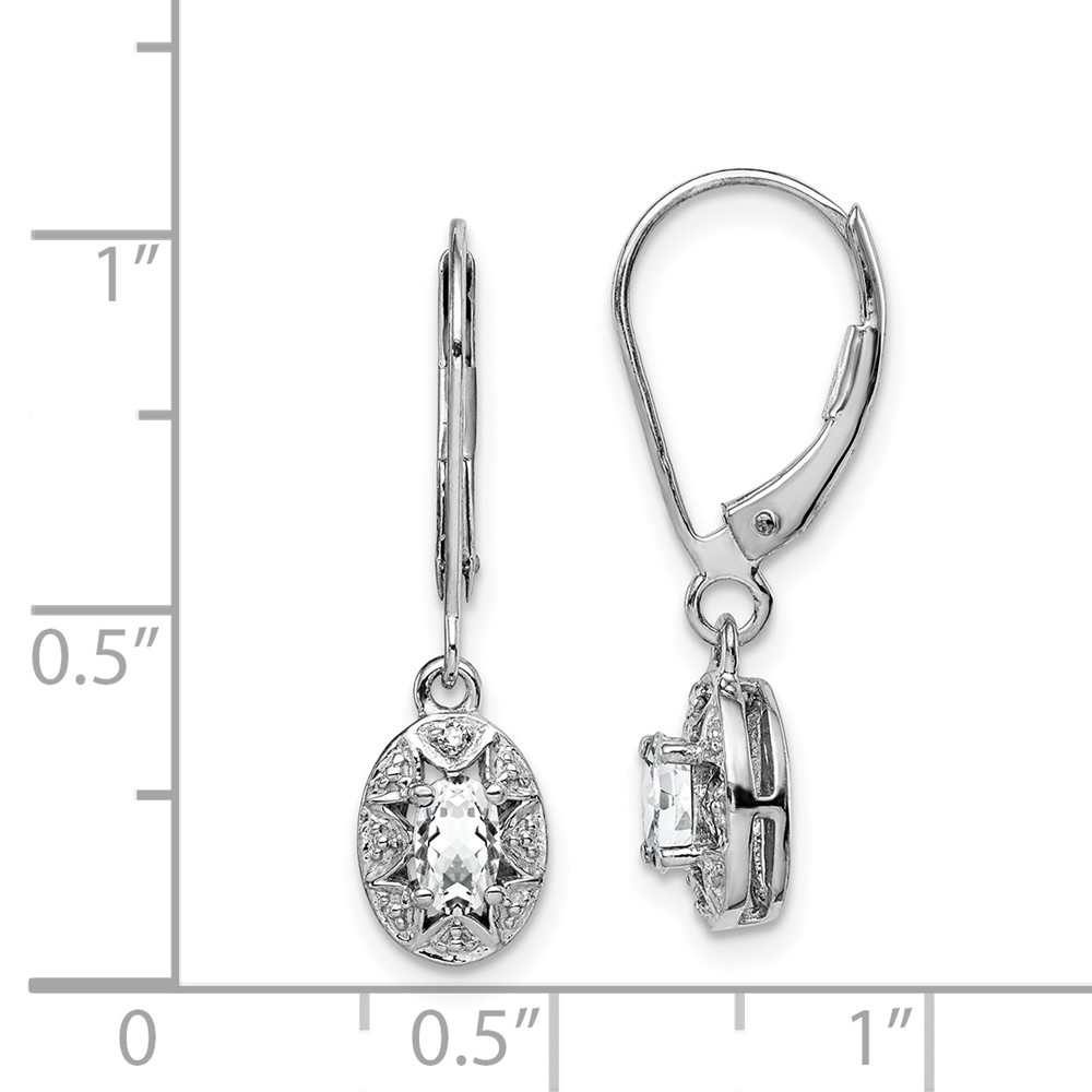Sterling Silver Rhodium-plated Diam. & White Topaz Earrings (QBE10APR)