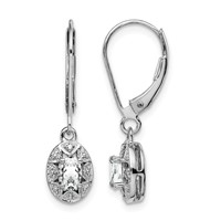 Sterling Silver Rhodium-plated Diam. & White Topaz Earrings view 1