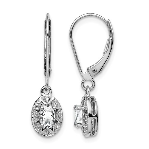 Sterling Silver Rhodium-plated Diam. & White Topaz Earrings