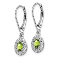 Sterling Silver Rhodium-plated Diam. & Peridot Earrings view 2