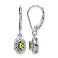 Sterling Silver Rhodium-plated Diam. & Peridot Earrings view 1