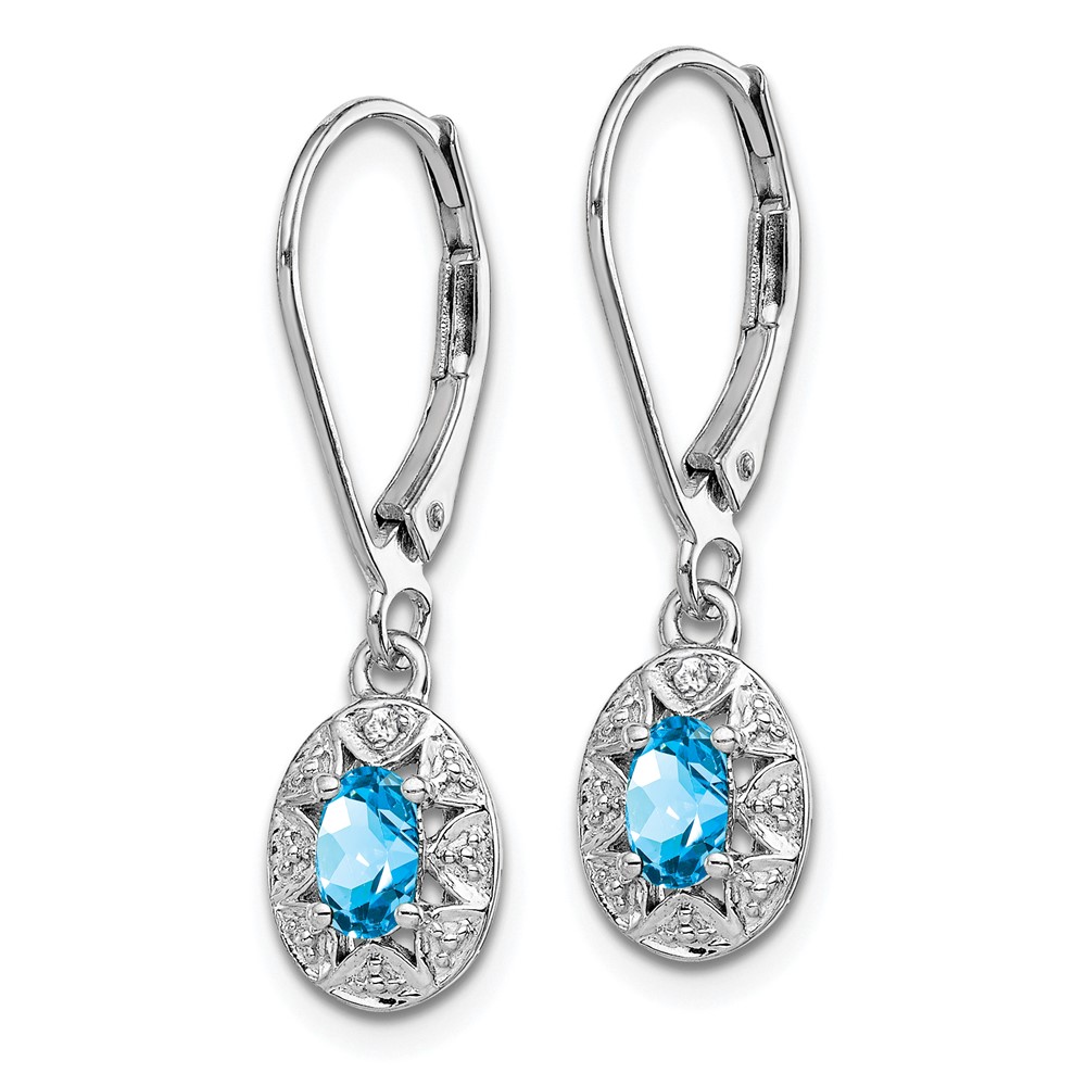 Sterling Silver Rhodium-plated Diam. & Blue Topaz Earrings (QBE10DEC)