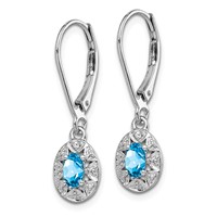 Sterling Silver Rhodium-plated Diam. & Blue Topaz Earrings view 2